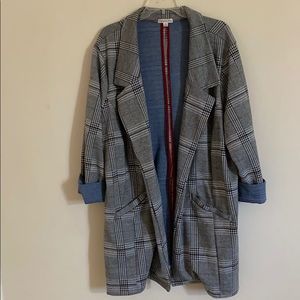 Long Black White Patterned Blazer Jacket size 3X